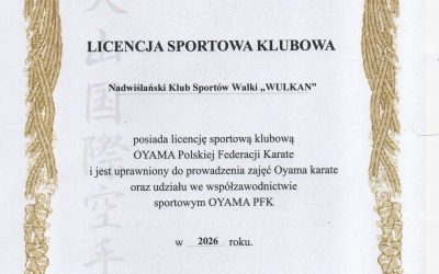 Licencja klubowa Oyama Polskiej Federacji Karate